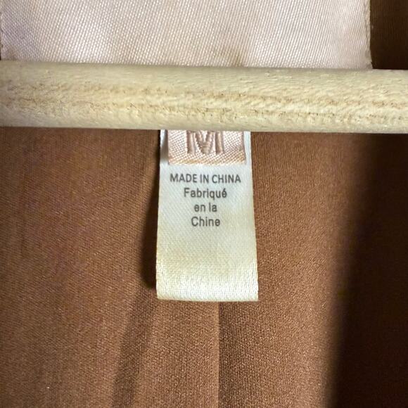 Hutch Anthropologie Brown Vegan Faux Leather Peak Lapel Blazer Jacket Size M - Picture 10 of 10